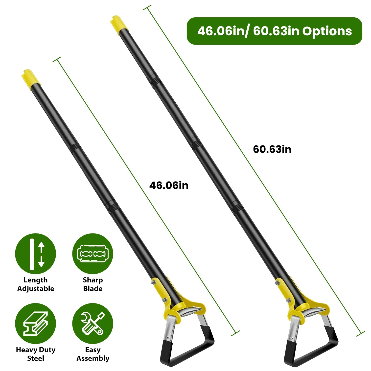 46.06in Adjustable Garden Hoe Handheld Stirrup Hula Hoe Scuffle Loop Hoe Gardening Weeder Cultivator Weeding Rake for Weeding/Loosening Soil