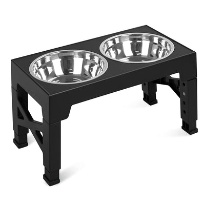 Dog Raised Bowls with 5 Adjustable Heights Stainless Steel Elevated Dog Bowls Foldable Double Bowl Dog Feeder for Small Medium Large Size Dog 