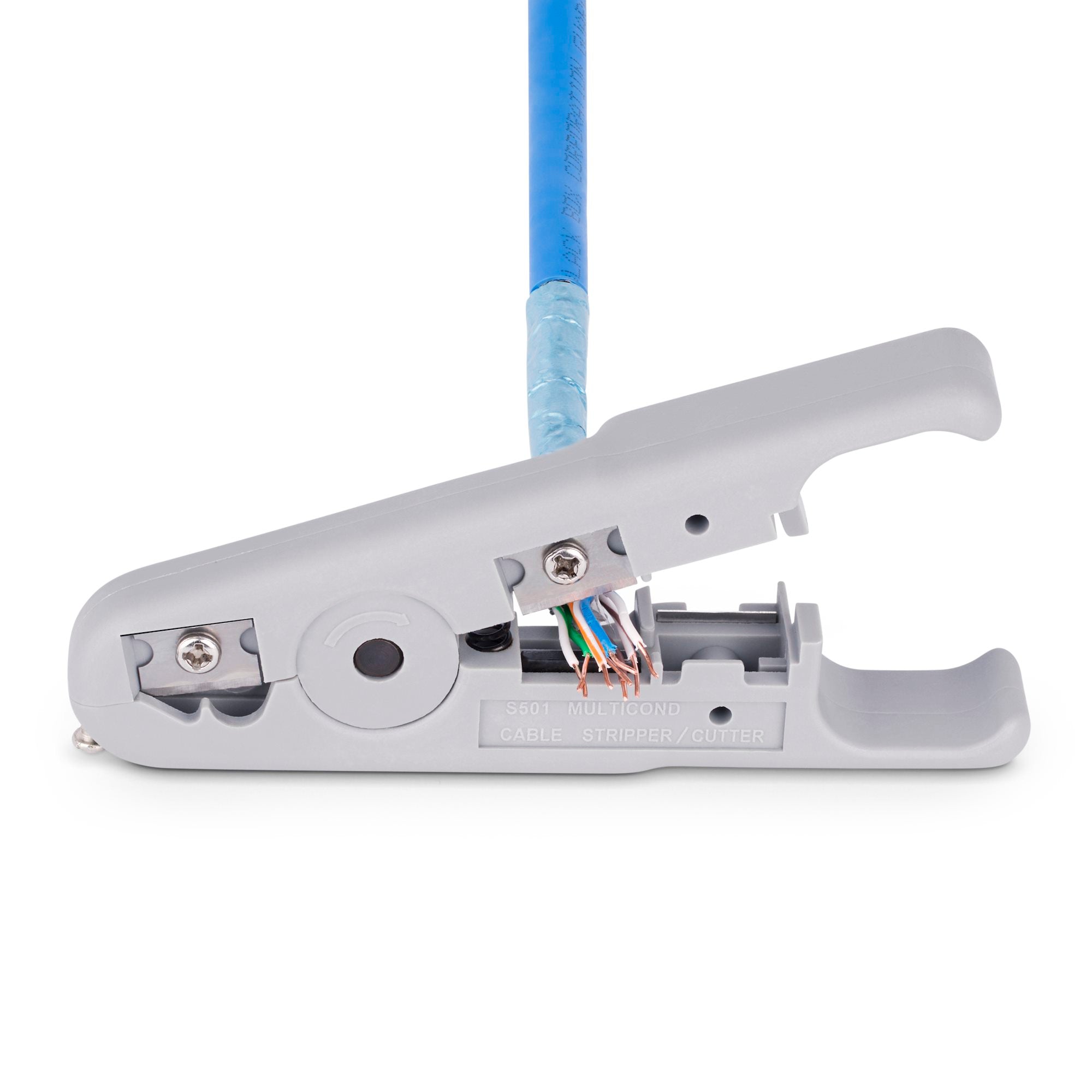 Network Cable Stripper and Cutter, Professional Wire Stripper for UTP/FTP/STP/Coax Cables, Rotary Wire Stripping and Cutting Tool 