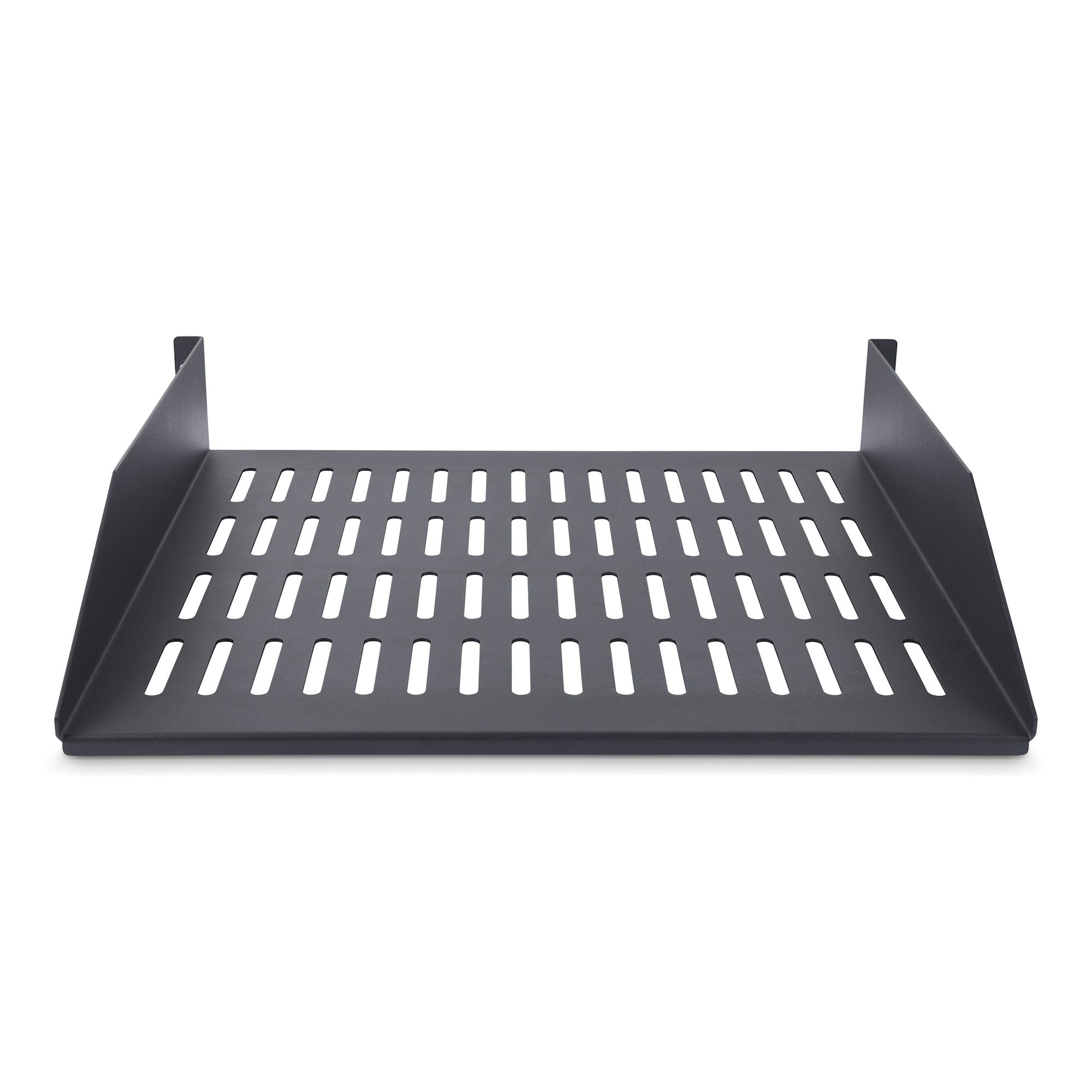2U Vented Server Rack Shelf, 16in (41.5cm) Mounting Depth, Cantilever Tray For 19" Rack/Cabinet, SPCC Steel, Max 44lb/20kg, Includes Cage Nuts/Screws 
