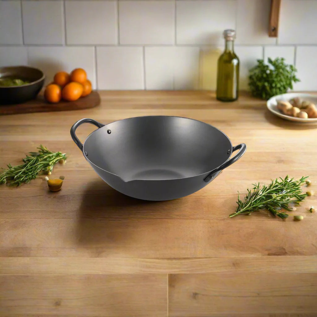 Yoshikawa Cook-Pal Ren Series 36 cm Guangdong Wok – Hand-Forged Nitrided Carbon Steel 