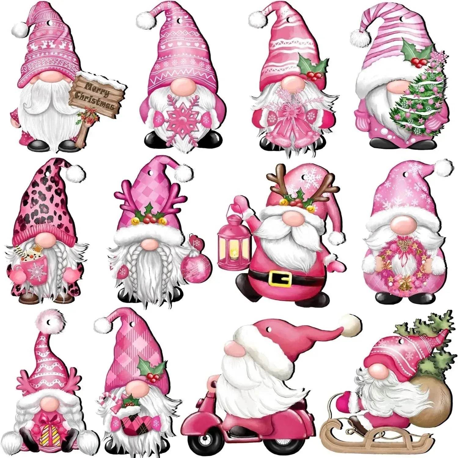 24 PCs Christmas Wooden Hanging Ornaments 
