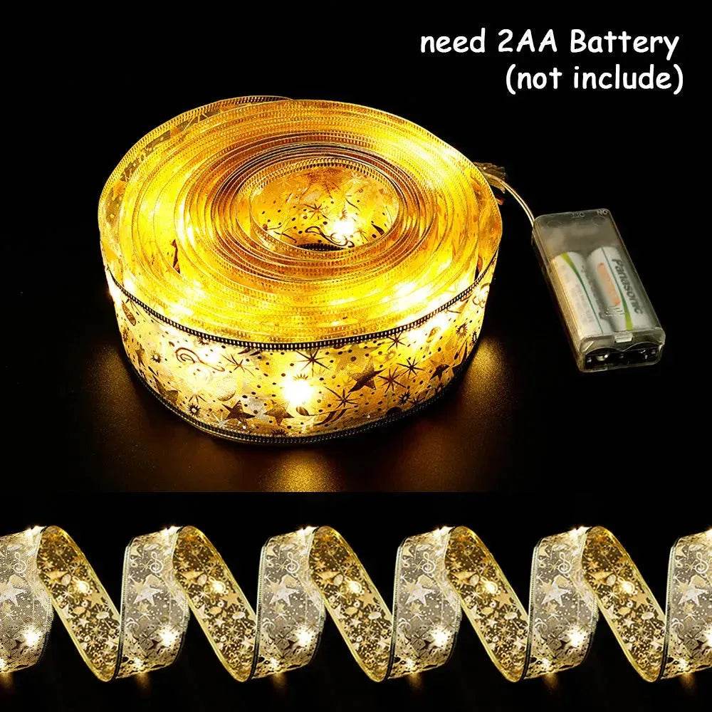 Fairy Lights String Christmas Ribbon Bow Tie 