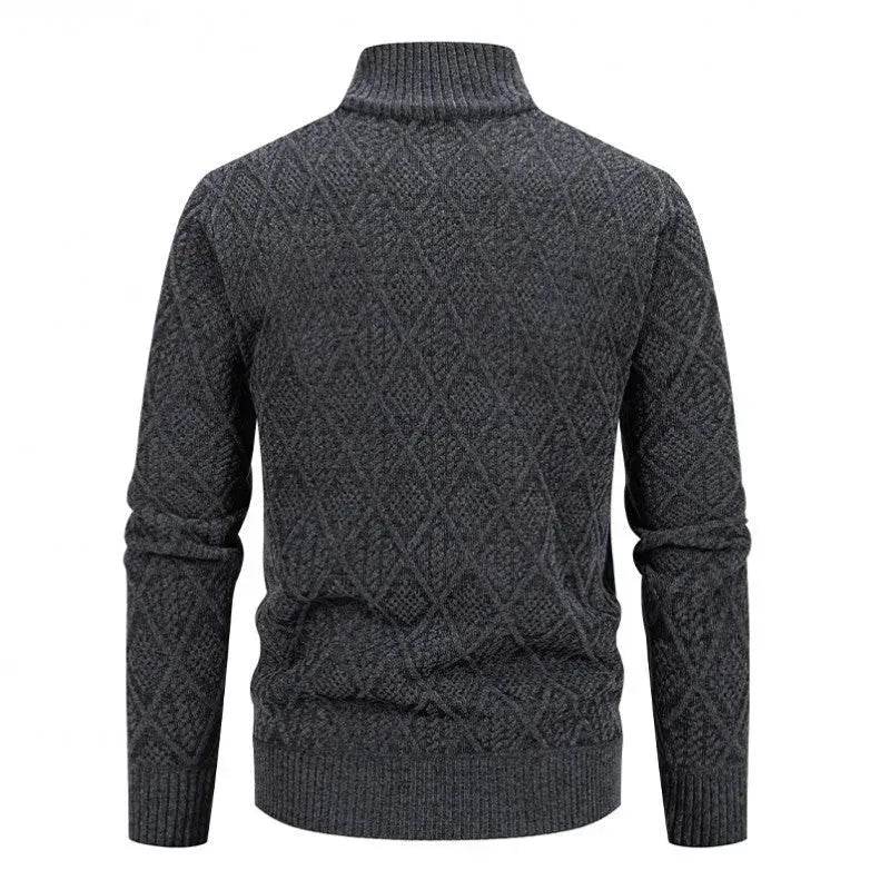 2025 Fall Winter Men Fleece-lined Thick Stand Collar Sweater Cardigan for men 