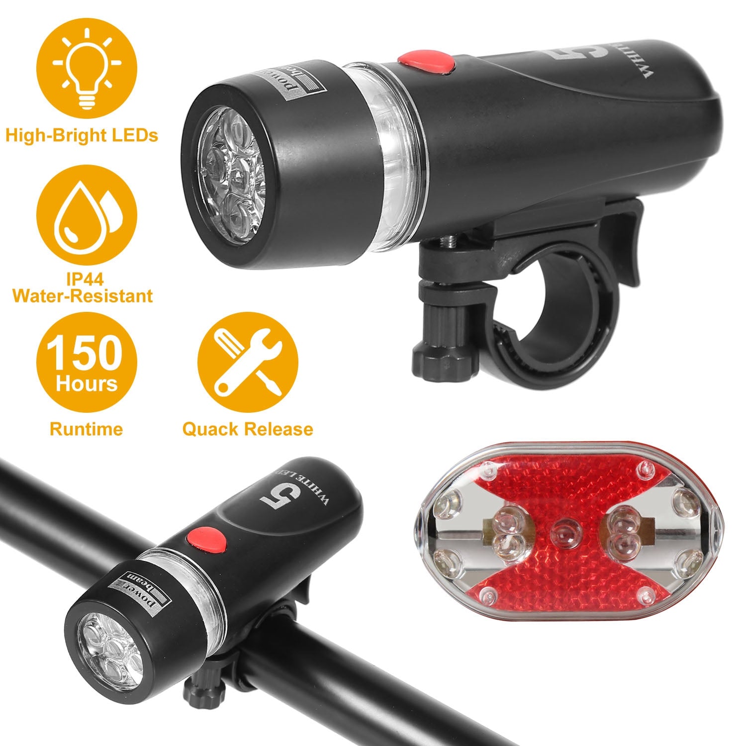 8000LM Bike Front Light Waterproof LED Bicycle Headlamp Cycling Rear Safety Flashlight Set