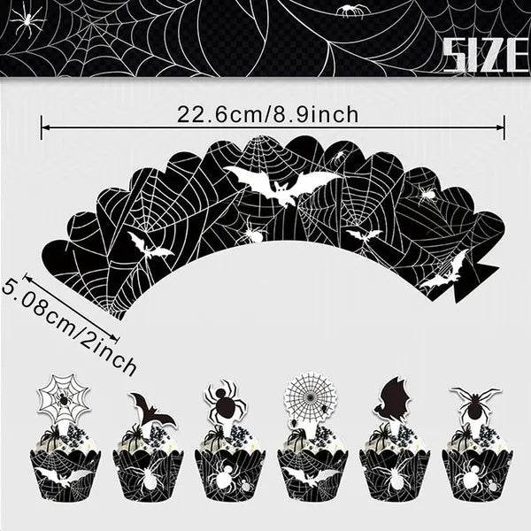 3 Tier Halloween Cupcake Stand Black Spider Web Cardboard Cupcake Stand Spider Bat Cupcake Toppers Halloween Cupcake Holder Tower For Halloween Birthday Party Supplies 