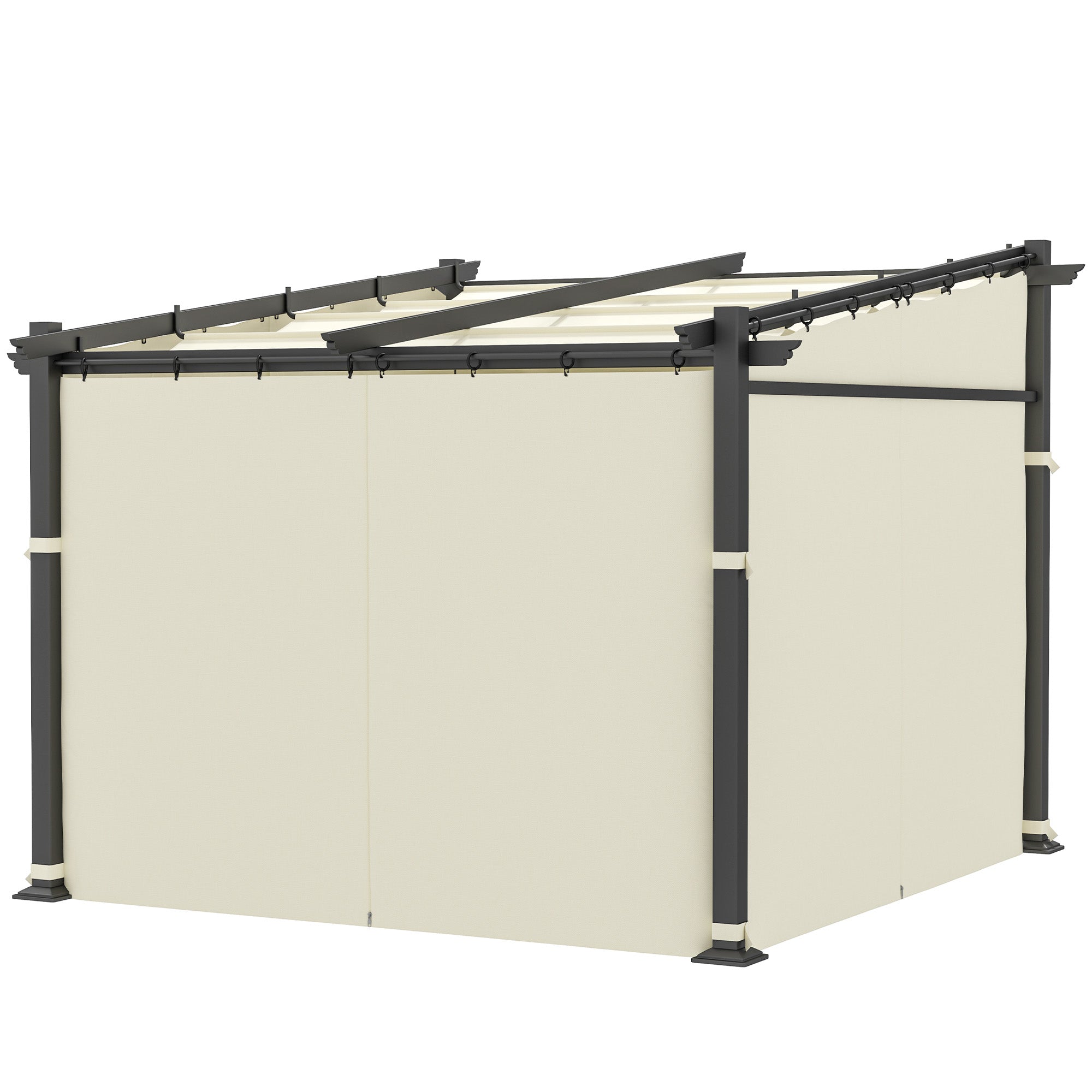Outsunny Metal Pergola with Sliding Roof Canopy, Retractable Pergola Canopy, 10' x 10', Beige 