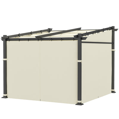 Outsunny Metal Pergola with Sliding Roof Canopy, Retractable Pergola Canopy, 10' x 10', Beige 