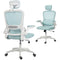 Ergonomic Mesh Office Chair, High Back Desk Chair with Rotatable Headrest, Flip-Up Armrests, Lumbar Support, Light Green