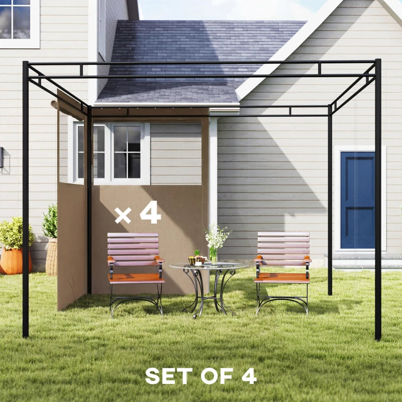 Gazebo Curtains, 10' x 10' Universal Replacement Privacy Curtain, 4-Panels Sidewall with Roll up Mesh Windows, Khaki