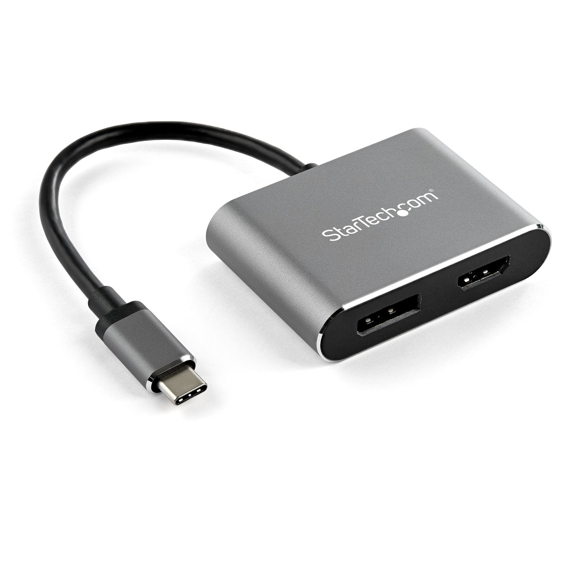 USB C Multiport Video Adapter - 4K 60Hz USB-C to HDMI 2.0 or DisplayPort 1.2 Monitor Adapter - USB Type-C 2-in-1 Display Converter HDMI/DP HBR2 HDR - Thunderbolt 3 Compatible 