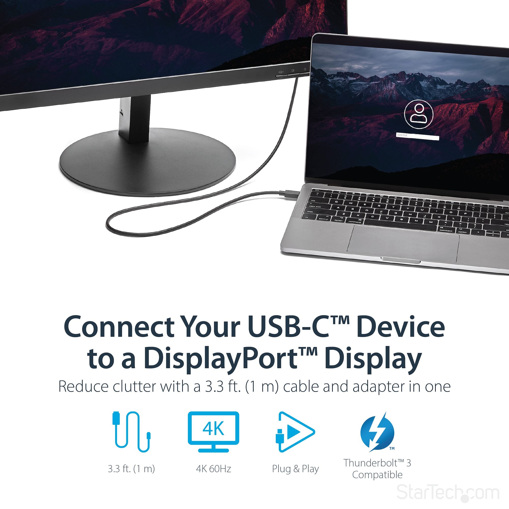 USB C to DisplayPort 1.2 Cable 4K 60Hz - USB-C to DisplayPort Adapter Cable - HBR2 - USB Type-C DP Alt Mode to DP Monitor Video Cable - Works with Thunderbolt - Black 