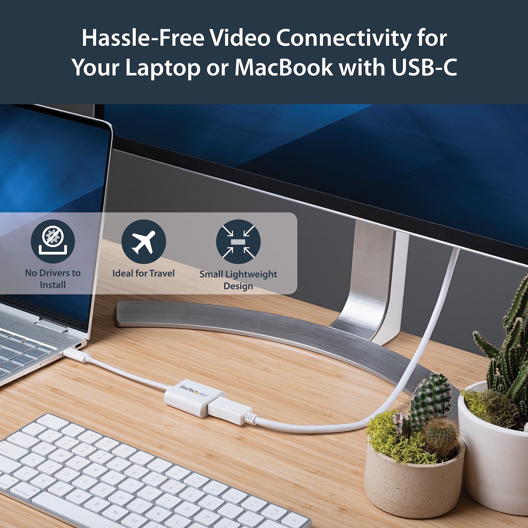 USB C to DisplayPort Adapter - 4K 60Hz/8K 30Hz - USB Type-C to DP 1.4 HBR2 Adapter Dongle - Compact USB-C (DP Alt Mode) Monitor Video Converter - Thunderbolt 3 Compatible - White 