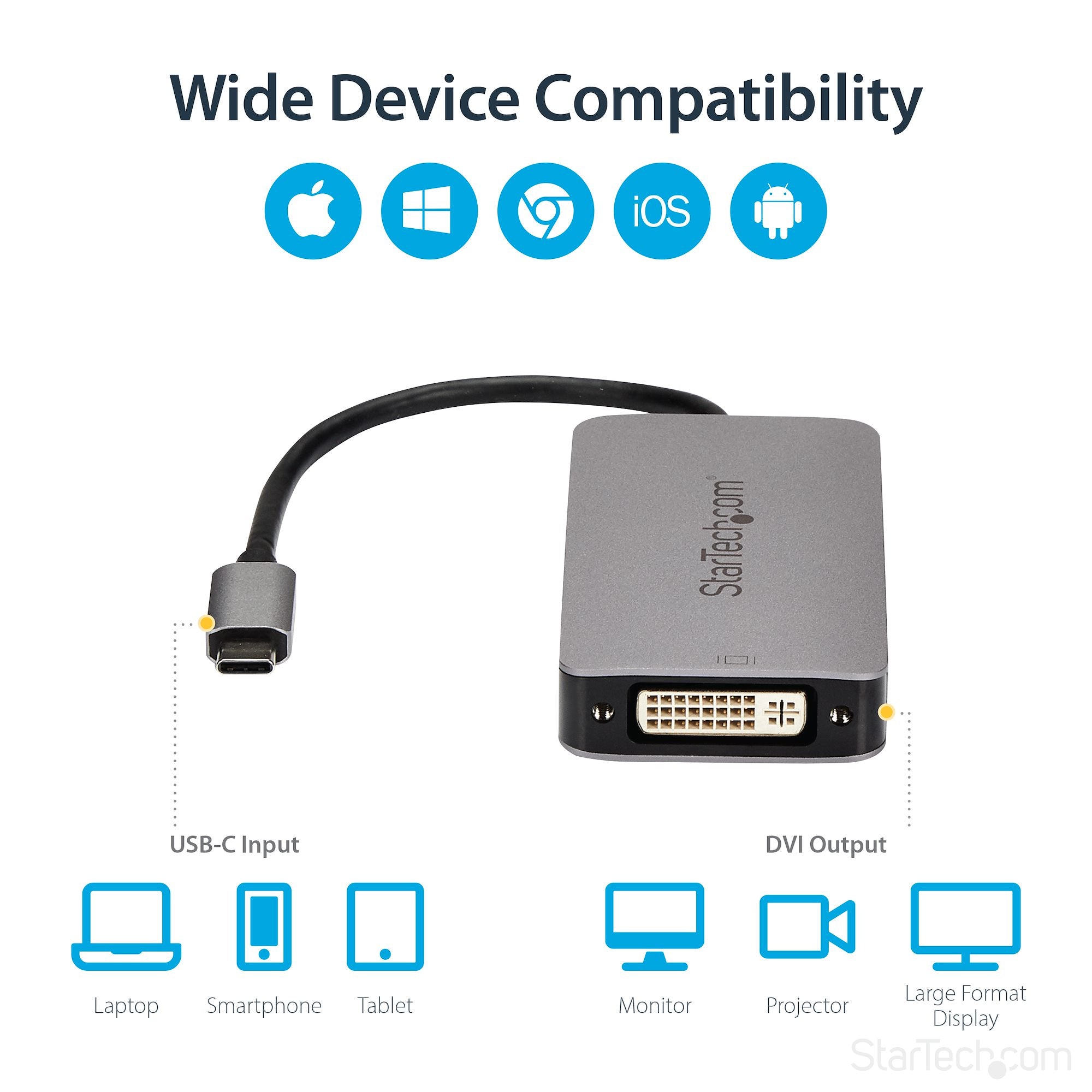 USB-C to DVI Adapter - Dual-Link Connectivity - Active Conversion 