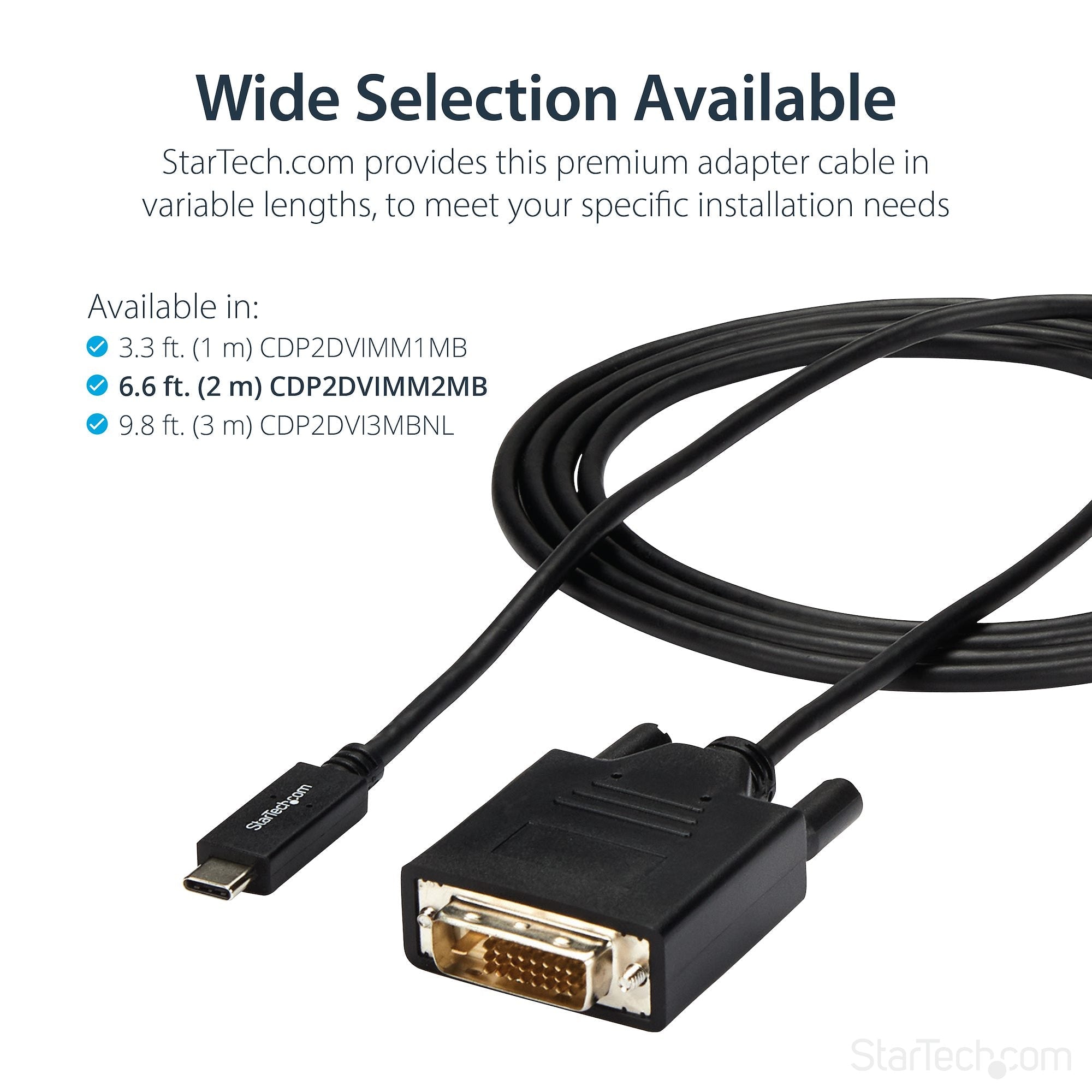 6.6 ft (2m) USB-C to DVI Cable - 1920 x 1200 - Black 