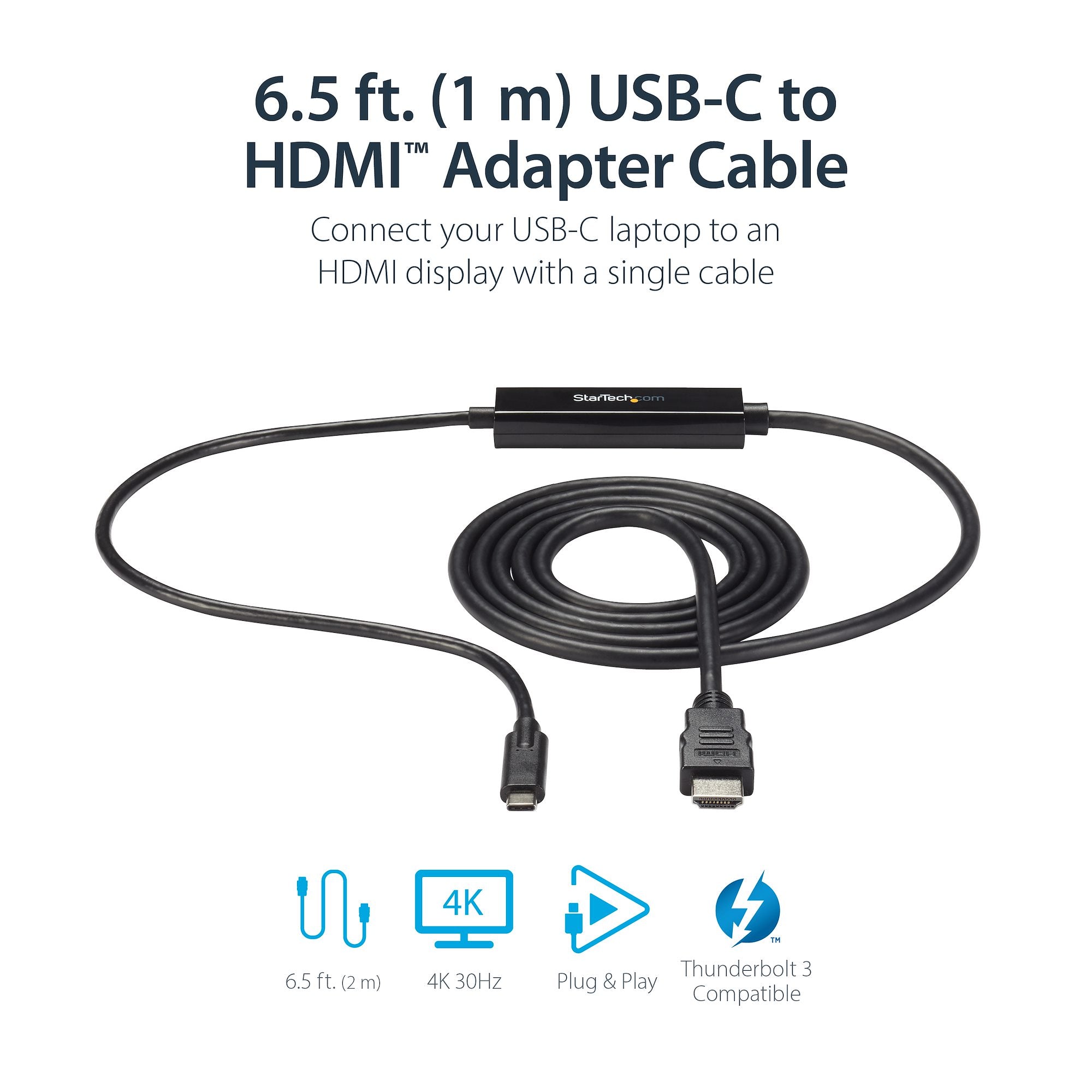 USB C to HDMI Cable - 4K 30Hz USB Type-C to HDMI Video Display Converter - USB-C DP Alt Mode to HDMI Monitor Adapter Cord - Thunderbolt Compatible 