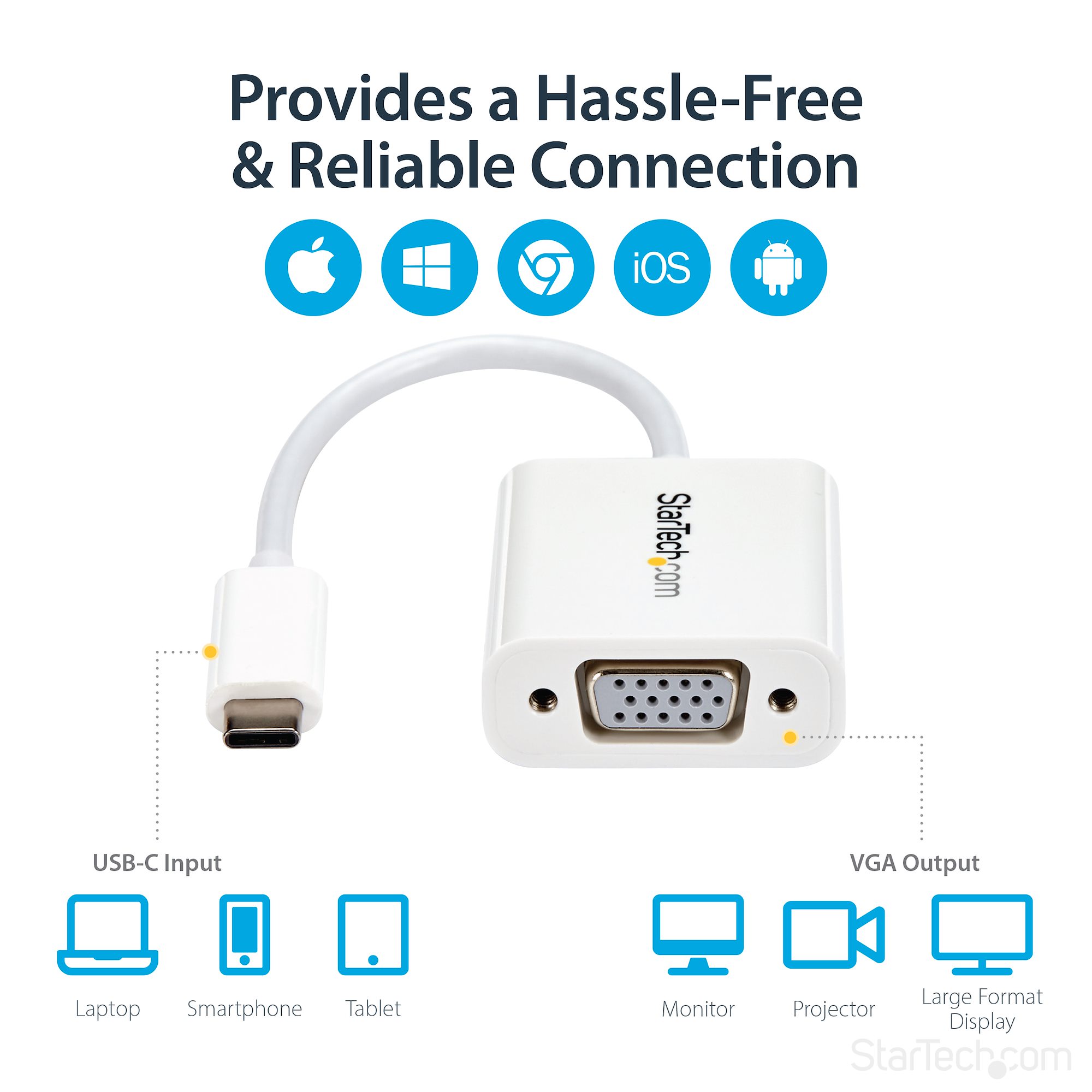 USB-C to VGA Adapter - White 