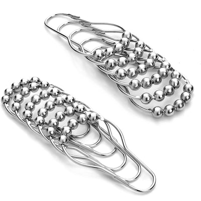 12 Sets of Shower Curtain Hooks Rustproof Stainless Steel Hooks for Shower Rods Smoothly Glide Hooks for Bathroom Bathtubs Closets Window Curtain 
