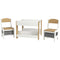 Qaba 3 Piece Kids Table and Chair Set with Reversible Tabletop, Blackboard, Storage, Bookshelf, for Playroom, Nursery Natural