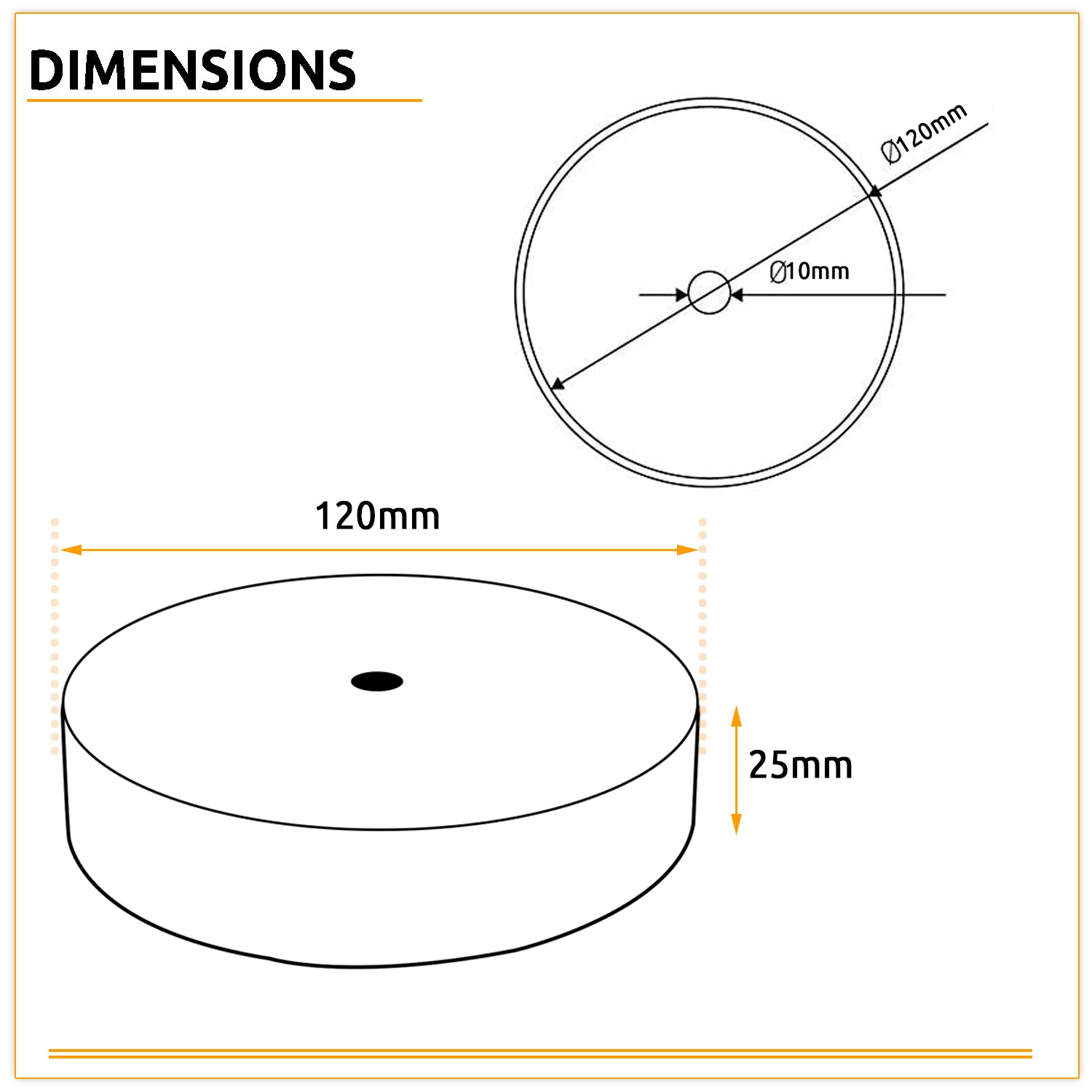 Black Metal Ceiling Canopy Kit 120mm~1485