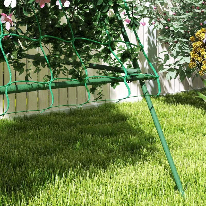 Cucumber Trellis for Climbing Plants, Adjustable A-Frame Garden Trellis with Climbing Net, 20 Metal Clips, 4 Net Straps