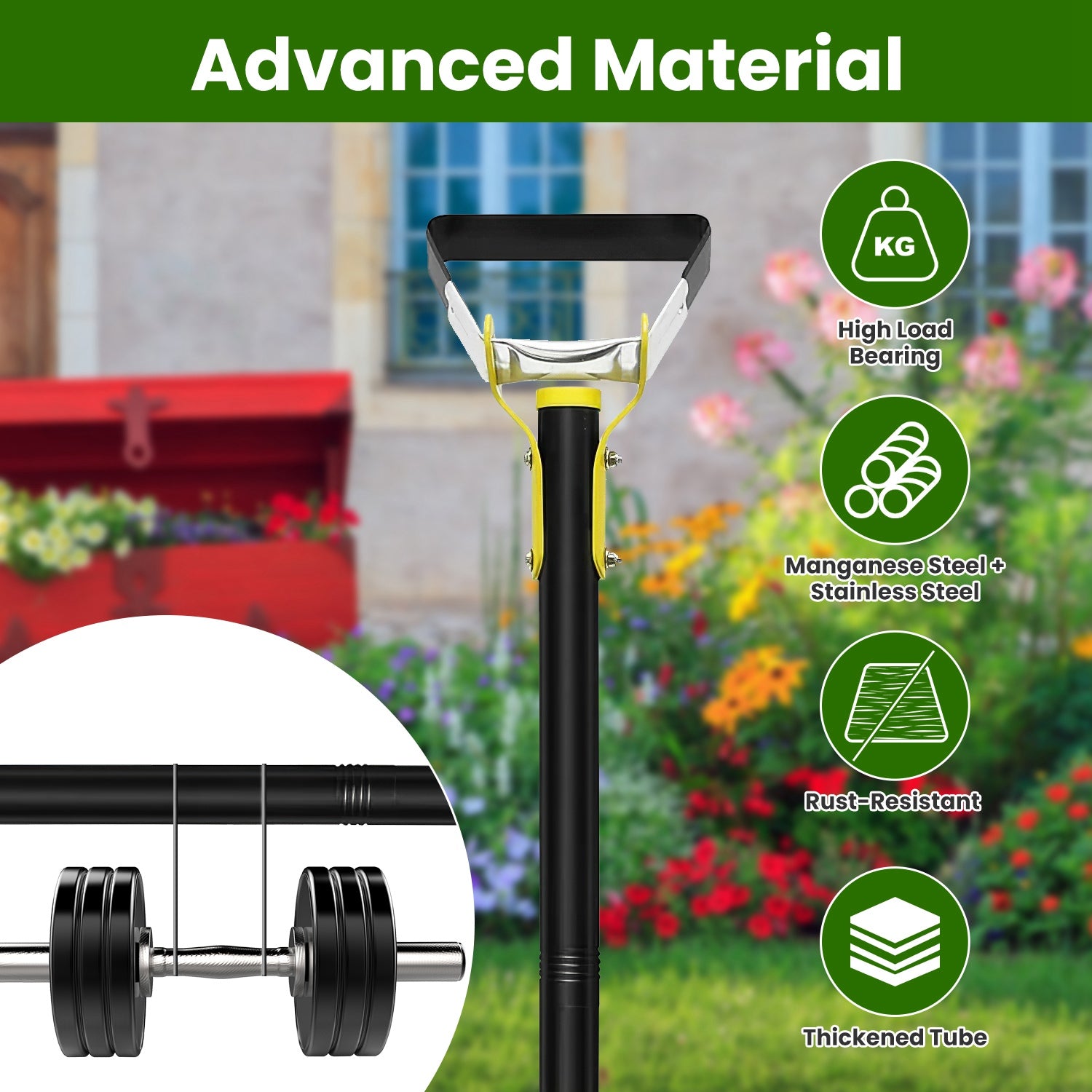 46.06in Adjustable Garden Hoe Handheld Stirrup Hula Hoe Scuffle Loop Hoe Gardening Weeder Cultivator Weeding Rake for Weeding/Loosening Soil