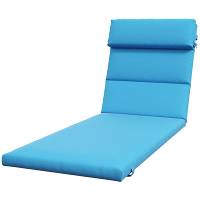 Outsunny Patio Chaise Lounge Chair Cushion Replacement Sun Lounger Pads with Headrest and Ties, Turquoise 