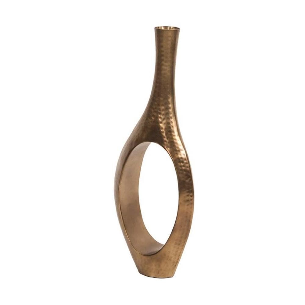 Mateo Hand Hammered Brass Floor Vase 