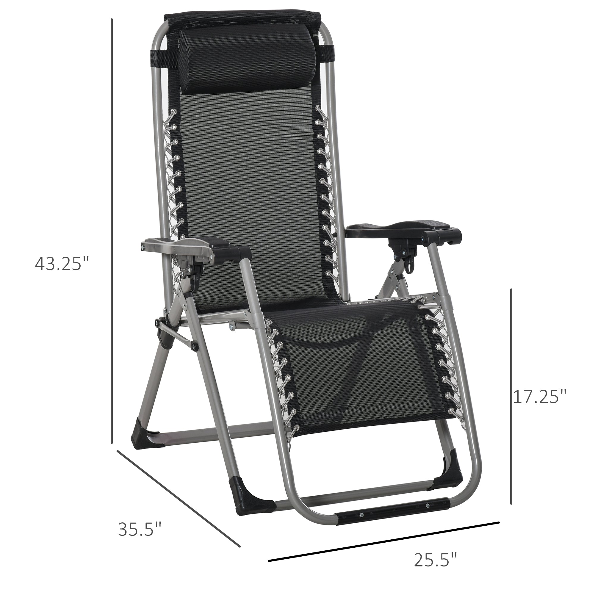 Outsunny Reclining Zero Gravity Chair Folding Garden Sun Lounger with Cushion Headrest Blue 
