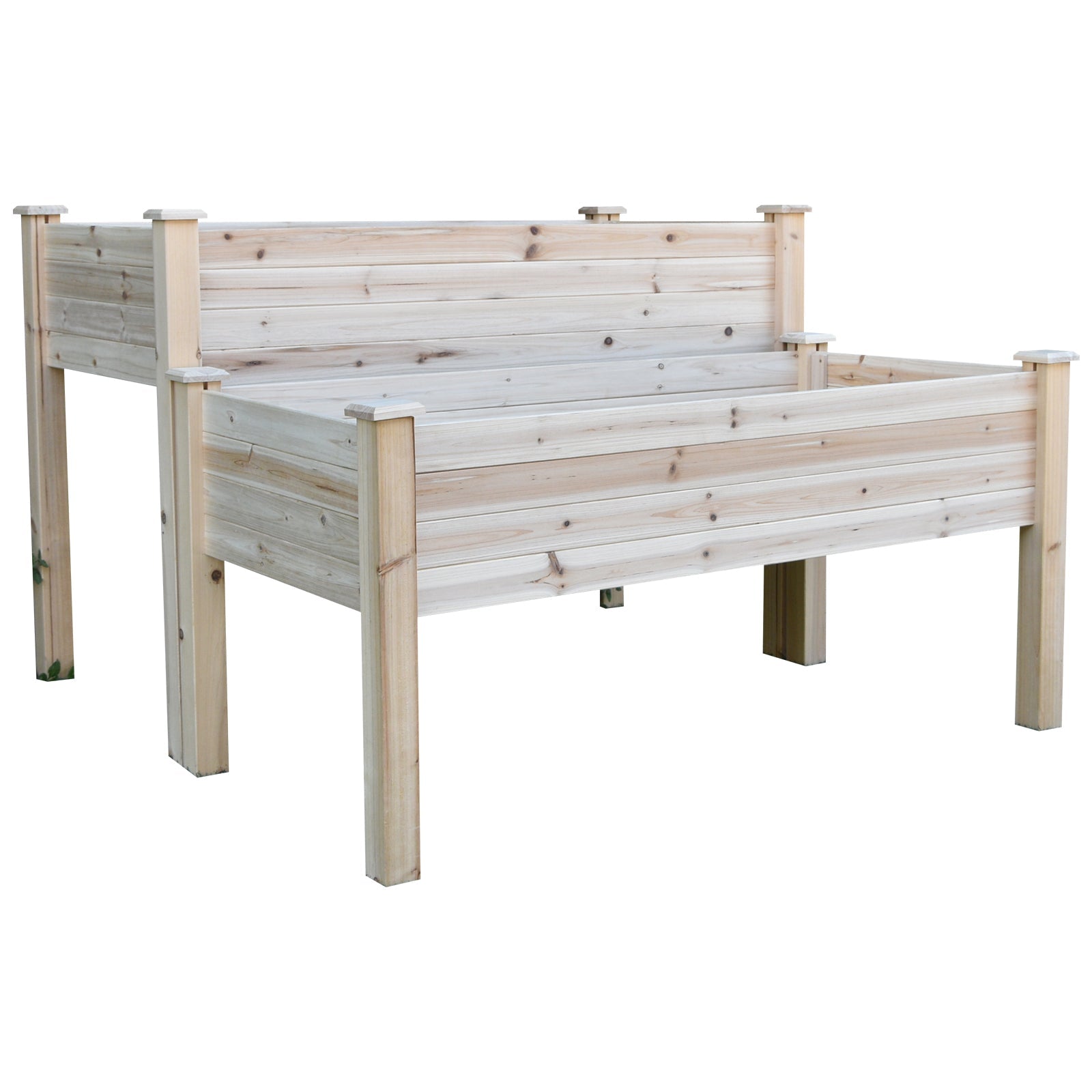 Outsunny 2-Piece Solid Fir Wood Plant Raised Bed, Flower Vegetable Herb Grow Box Stand, Garden Step Planter Stand, Free Combination 