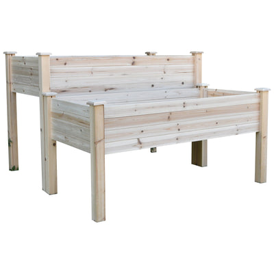 Outsunny 2-Piece Solid Fir Wood Plant Raised Bed, Flower Vegetable Herb Grow Box Stand, Garden Step Planter Stand, Free Combination 