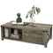 Farmhouse Coffee Table with Drawer and Storage Shelf, Rustic Center Table for Living Room, Meeting Room, Grey