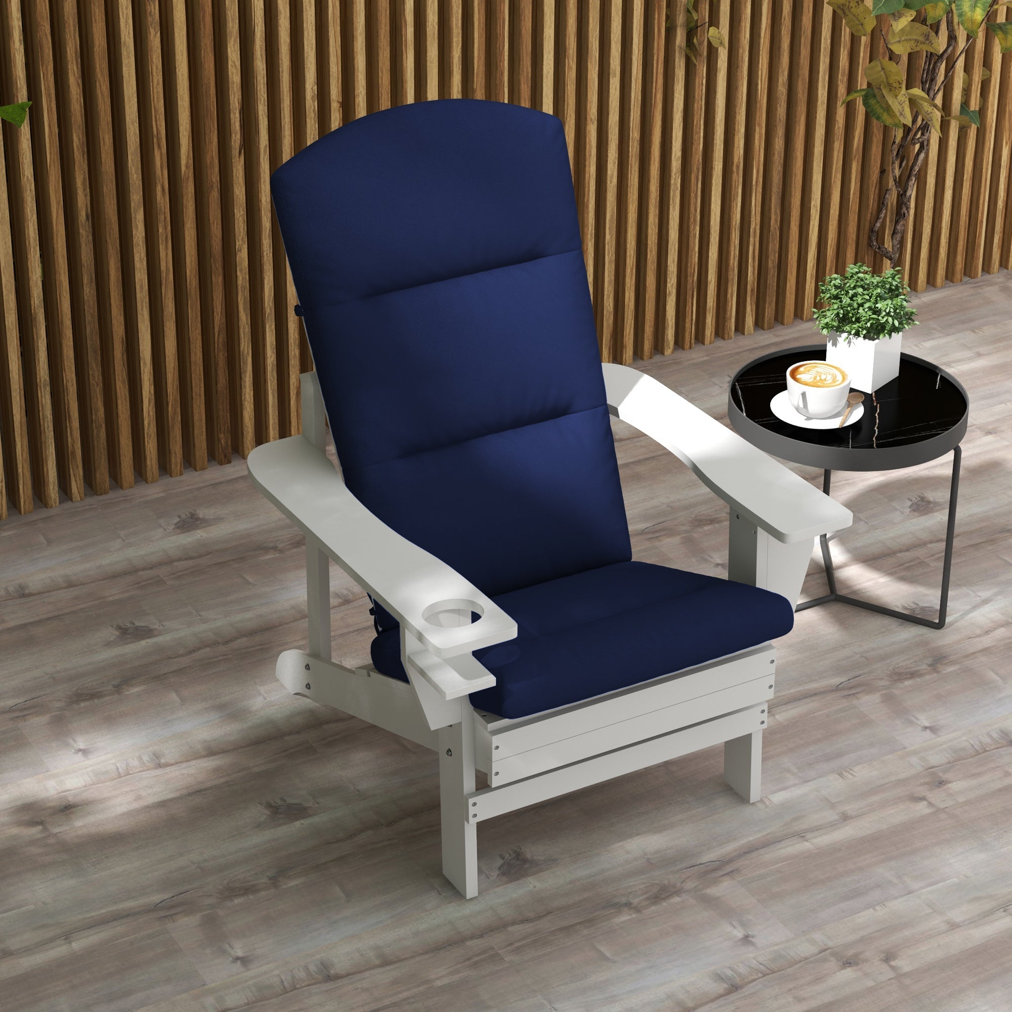 Outsunny Blue Cushion for Adirondack Patio Chairs, Comfortable Replacement with Back and Ties 