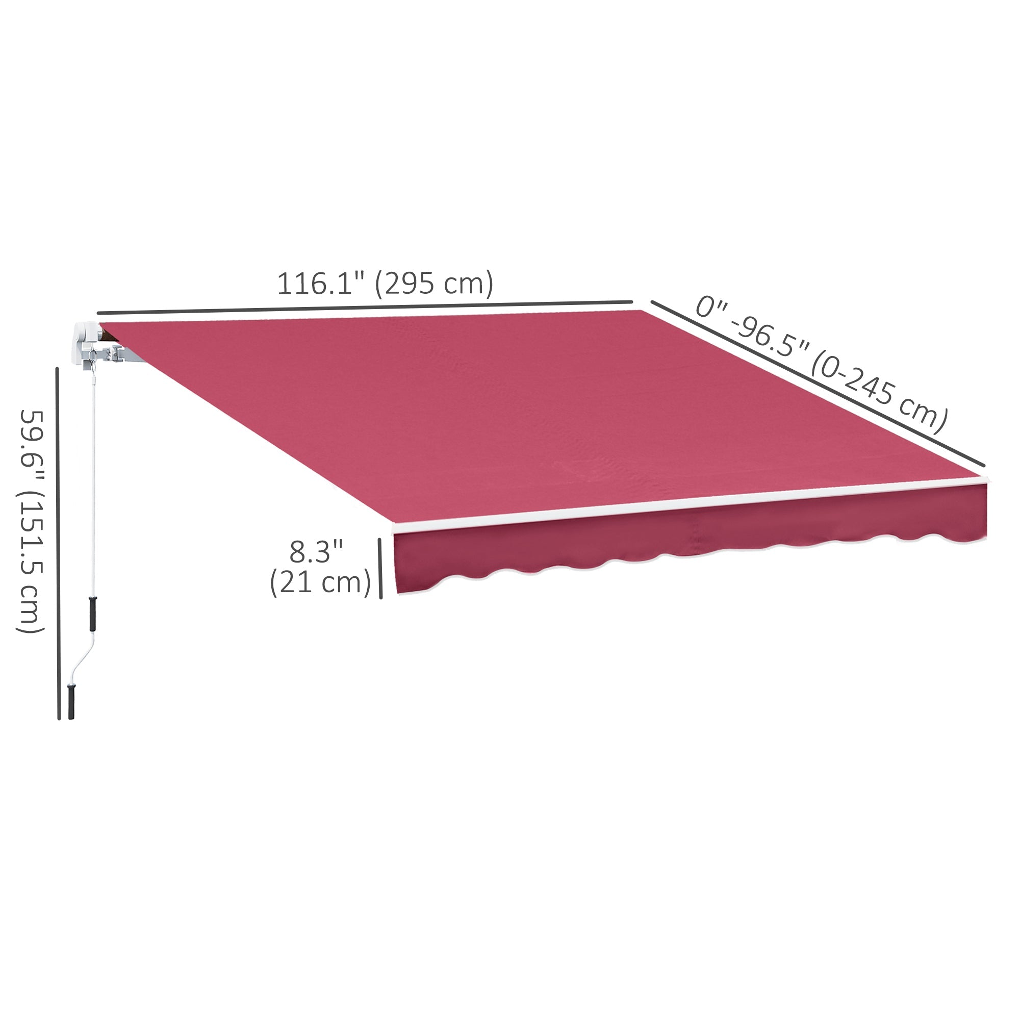Outsunny Shade Sanctuary: 10x8ft Manual Retractable Patio Awning, Wine Red UV Protection Sun Shade 