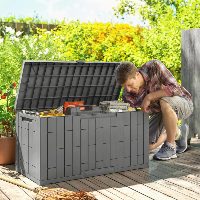 60 Gallon Resin Deck Box, Lockable Outdoor Storage Box, Splash-Resistant & UV Resistant Patio Storage Container