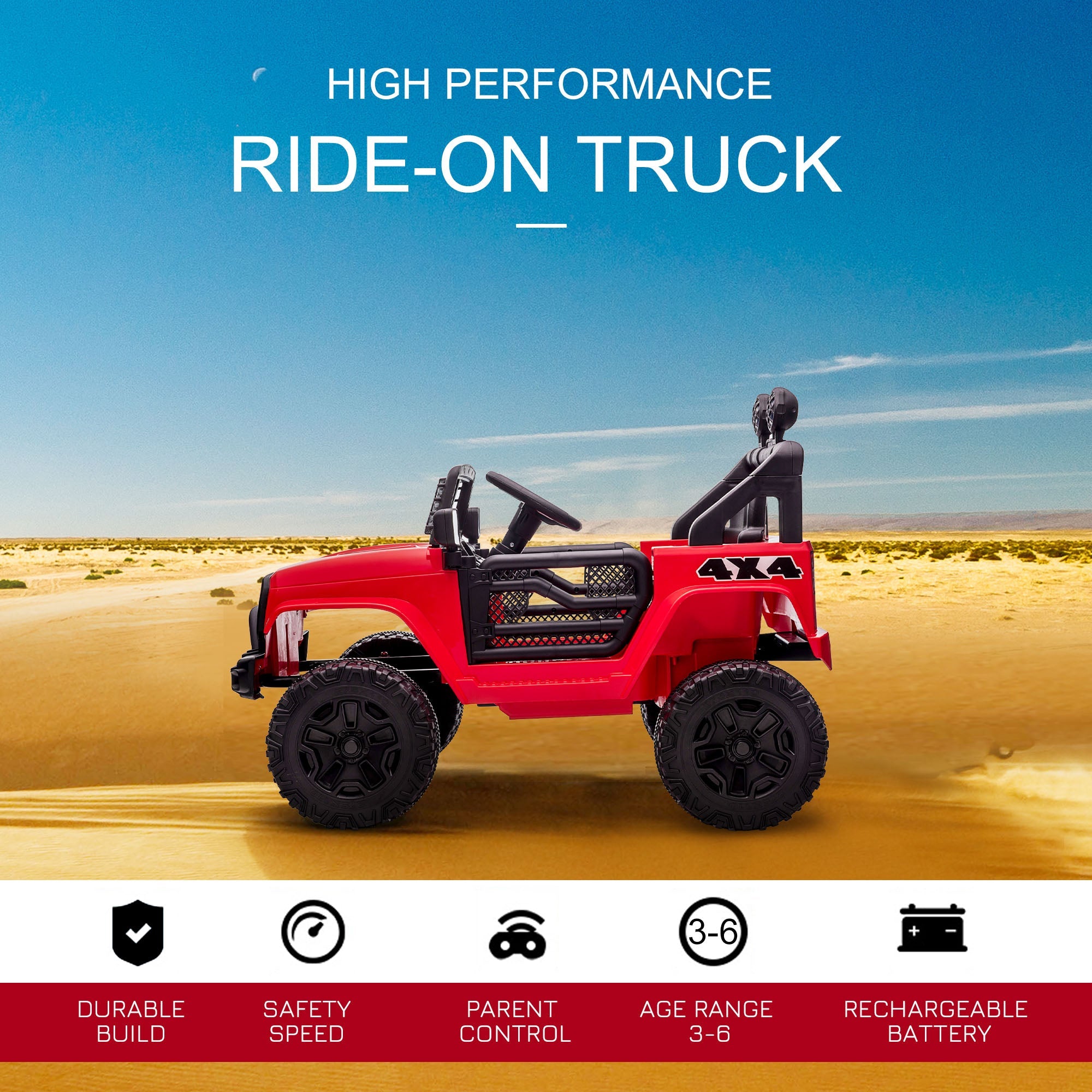 Aosom 12V Kids SUV Ride On Car, Off-Road Truck with Remote Control, Adjustable Speed, Red - Ultimate Adventure Toy 