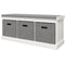 HOMCOM Shoe Storage Entryway Bench Seat with Cushion 3 Fabric Drawers for Hallway White