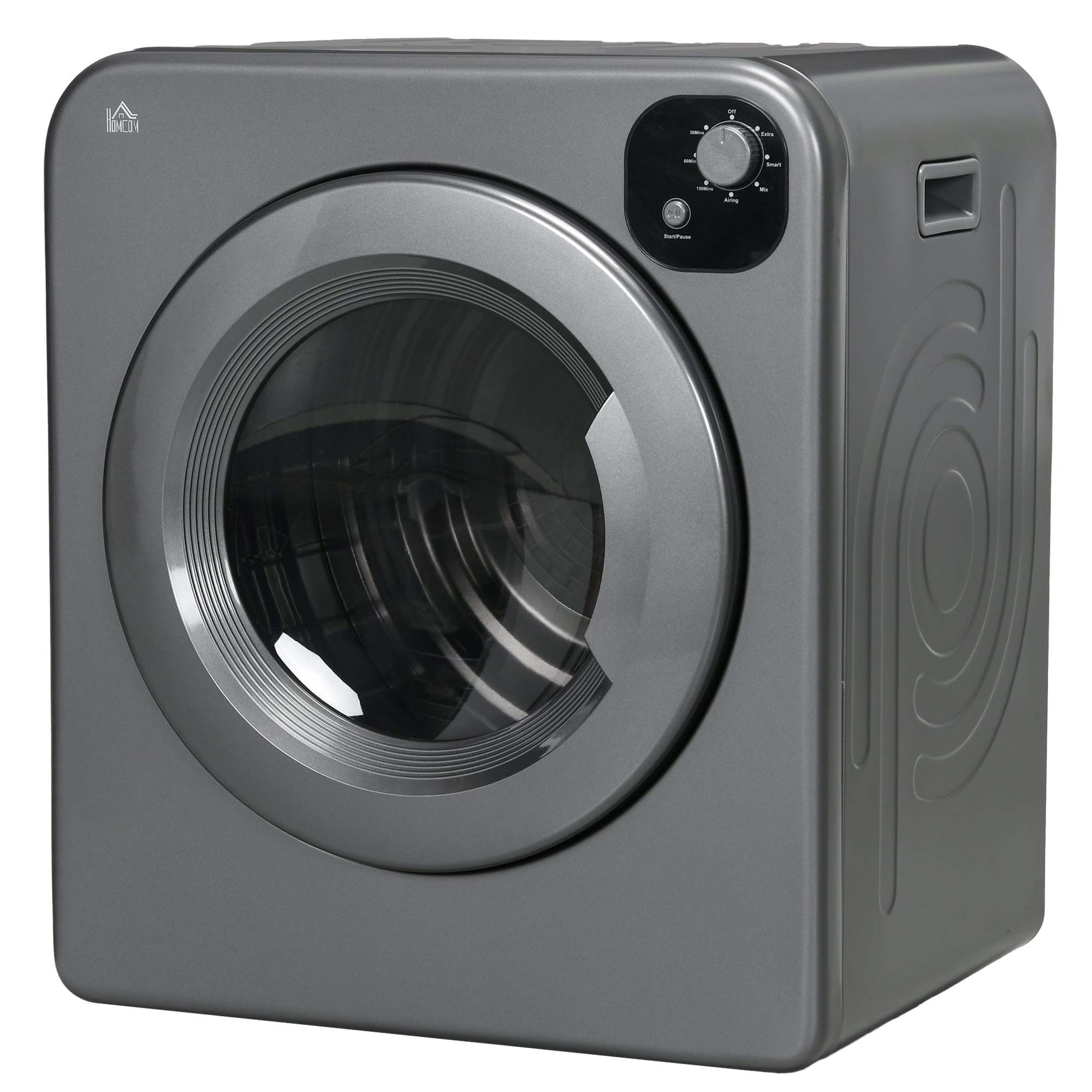 HOMCOM 3.22 Cu.Ft Compact Electric Portable Clothes Dryer 1300W 7 Drying Modes for Apartment Dorm Grey 
