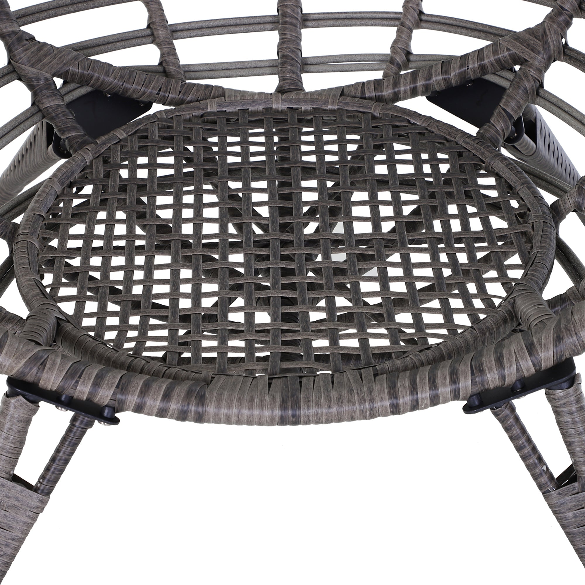 Outsunny Rattan Wicker Egg Chair Lounge Chair with Cushion Outdoor Indoor Adjustable Grey 352lbs Capacity 