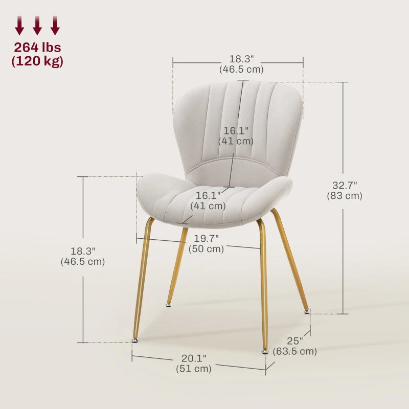 Dining Chairs Set of 4, Modern Accent Chair with Cushioned Backrest, Upholstery for Living Room, Cream White