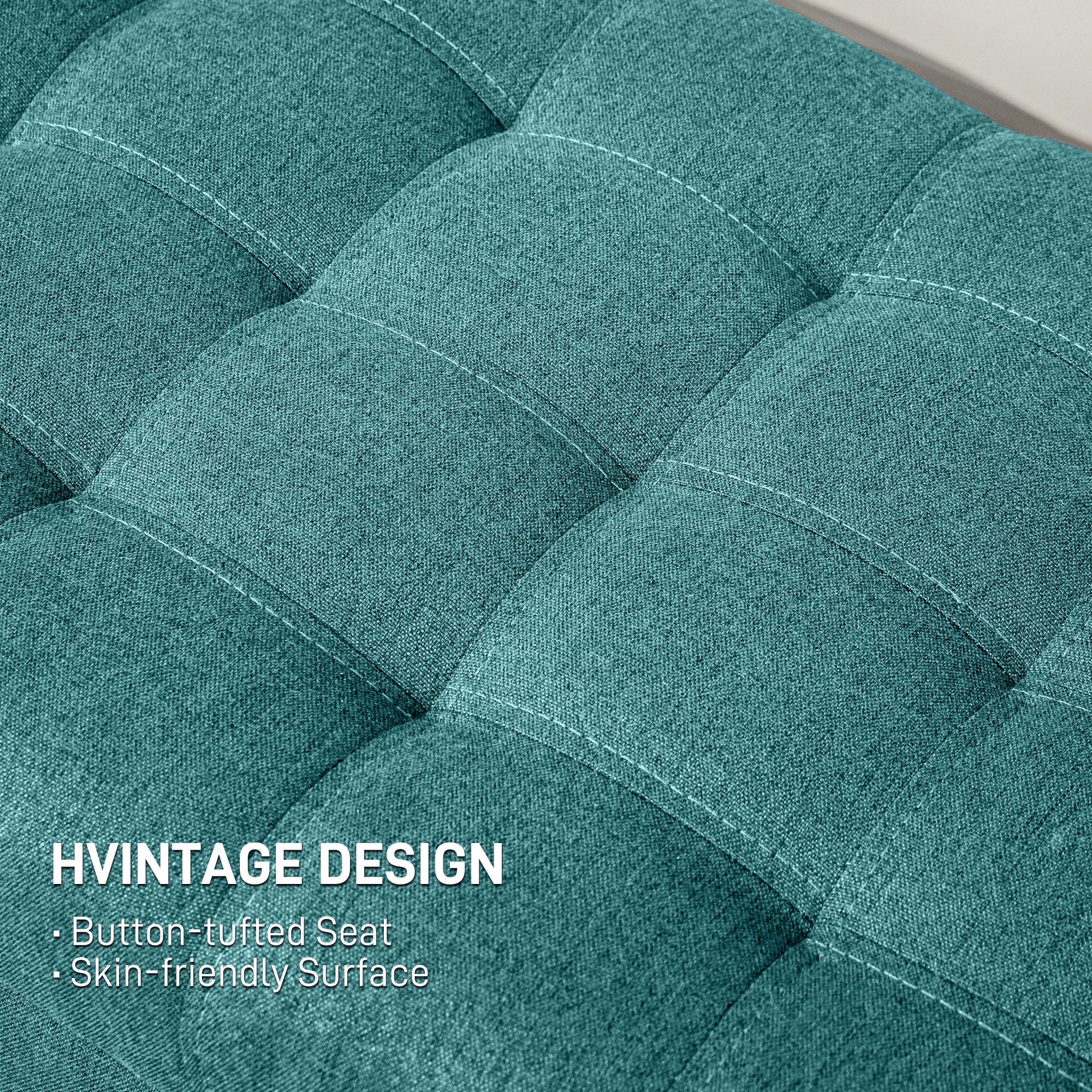 HOMCOM Storage Ottoman Linen Fabric End of Bed Bench with Button Tufted Storage for Bedroom Green 