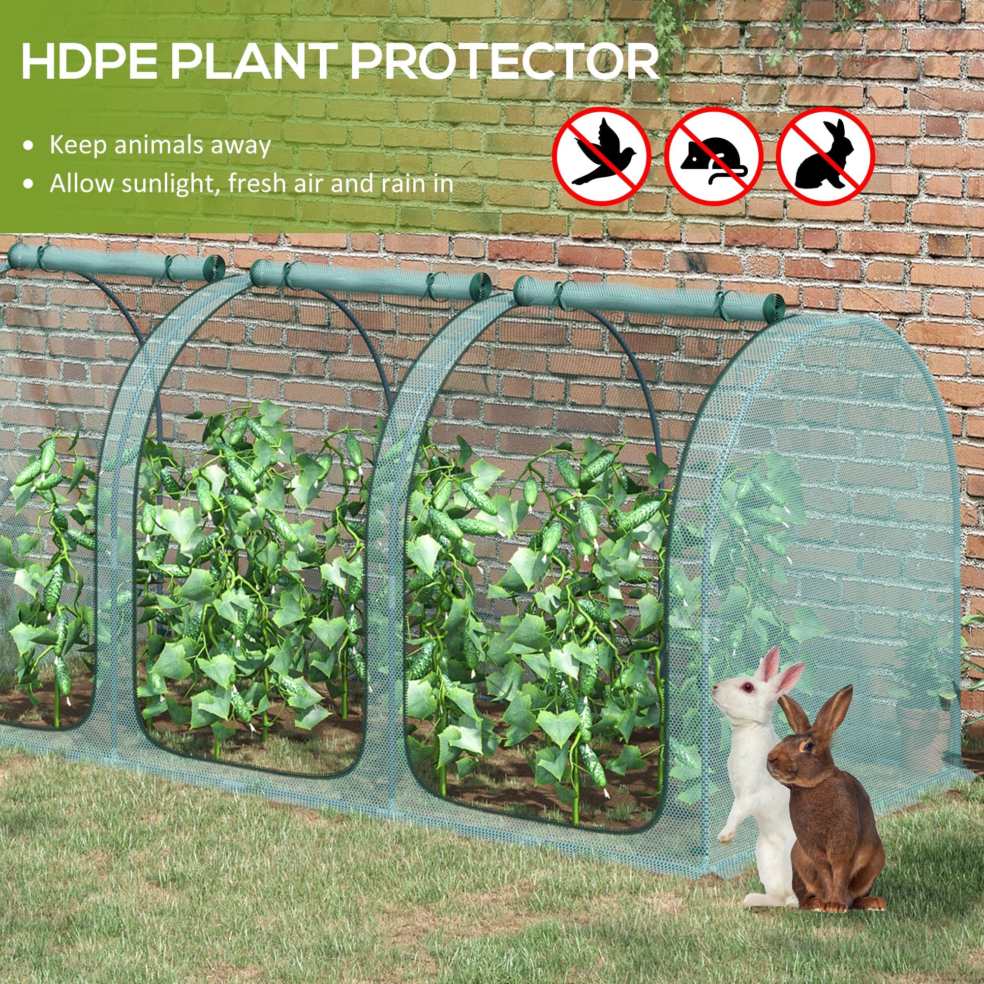 Outsunny 9'x4' Green Crop Cage - Garden Protector with Zippered Access, Sturdy Design for Yard, Lawn 
