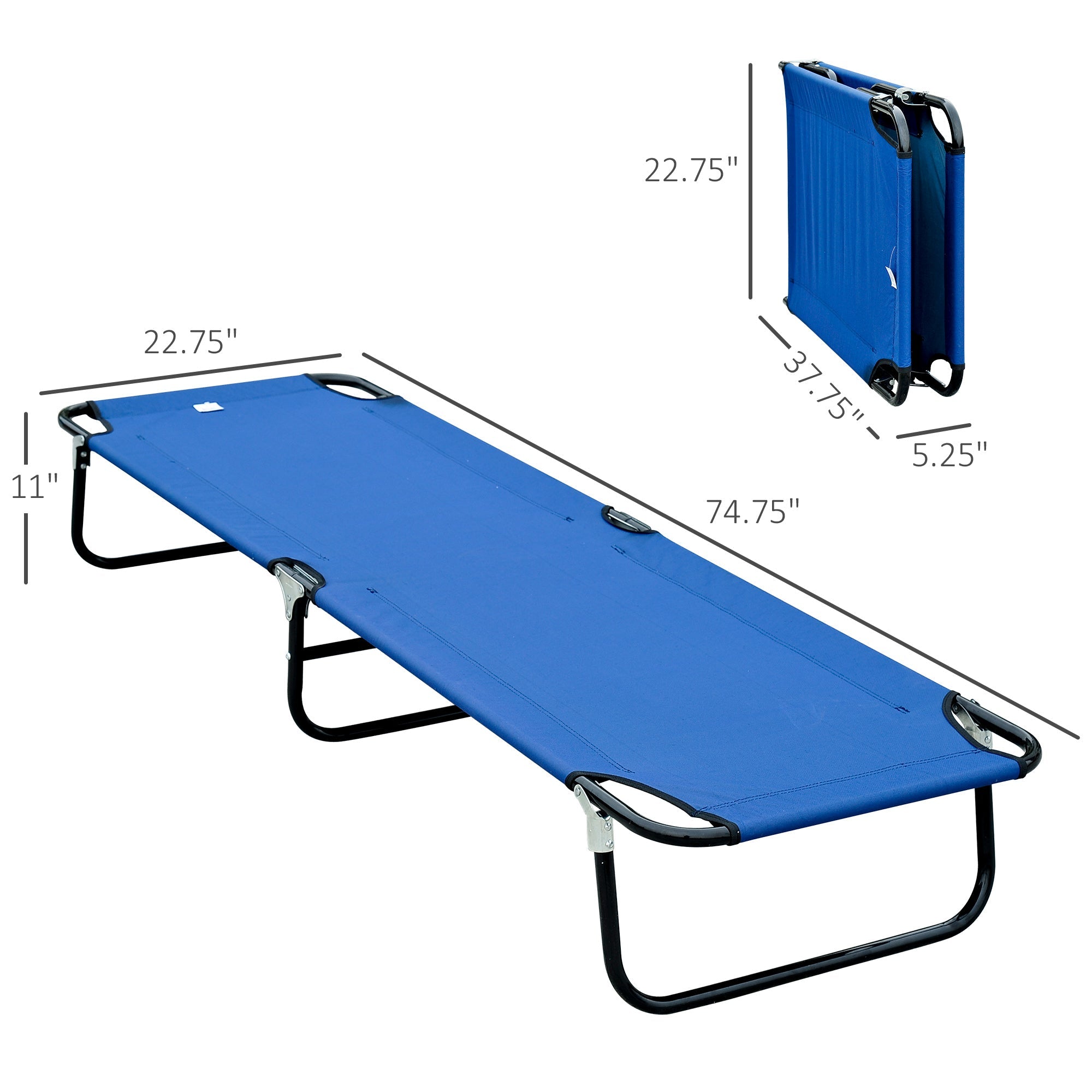 Outsunny Outdoor Portable Camping Bed Army Cot Indoor Folding Travel Cot (Blue) 
