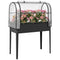 Raised Garden Bed with Flip-Up Greenhouse Cover, Metal Elevated Garden Bed with Legs and Drainage Hole, Black