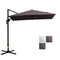 8'x8' Square Patio Hanging Offset Umbrella, Outdoor Cantilever Parasol w/ Cross Base, Light Brown