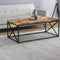 Coffee Table Brown Reclaimed Wood with Black Metal – Modern, Sturdy, Spacious Top, Easy Assembly, Contemporary Living Room Furniture