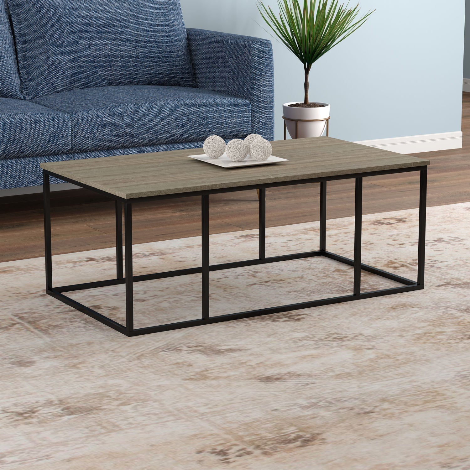 Coffee Table Dark Taupe Black Metal 