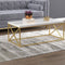Coffee Table Marble Look Top with Gold Metal Base – Modern, Sturdy, Spacious Surface, Contemporary Living Room Furniture, 44