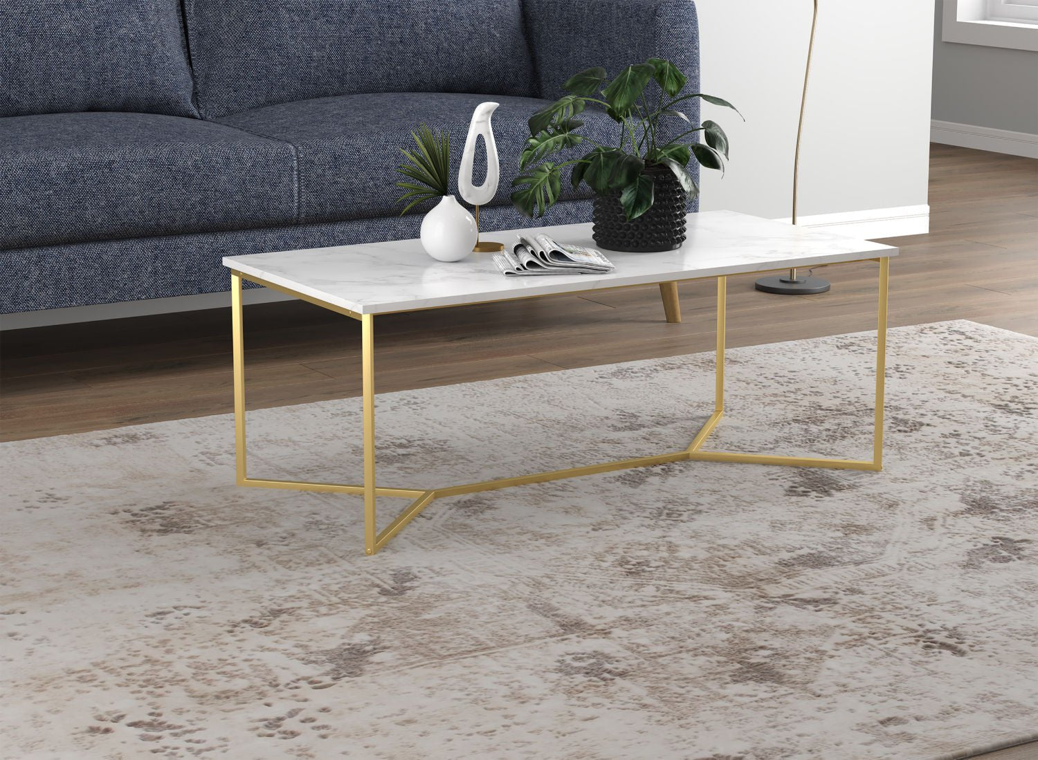 Coffee Table Marble Gold Metal 