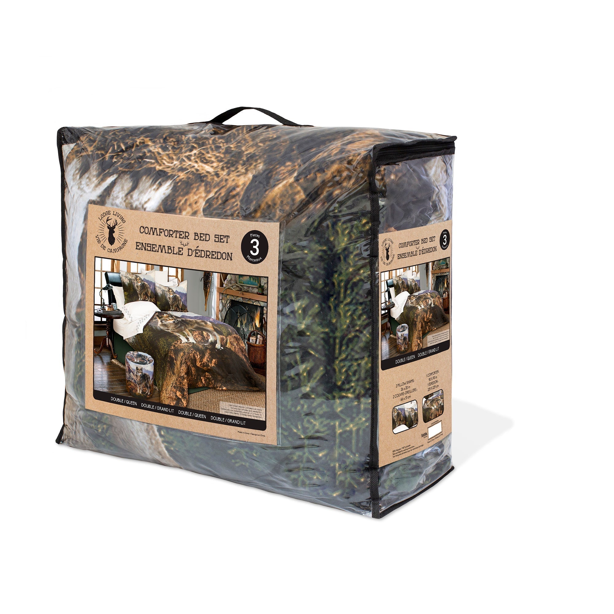 Comforter 3 Piece Set Double/Queen Deer In Snowy Forest 